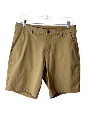 Lululemon Mens Size 30 Shorts Commission Classic Fit 9" Zip-Pocket Khaki LM7AAOS